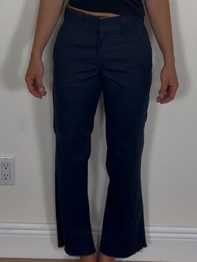 Dickies 874 Original Fit Navy Work Pants Raw Hem Cropped Straight Leg